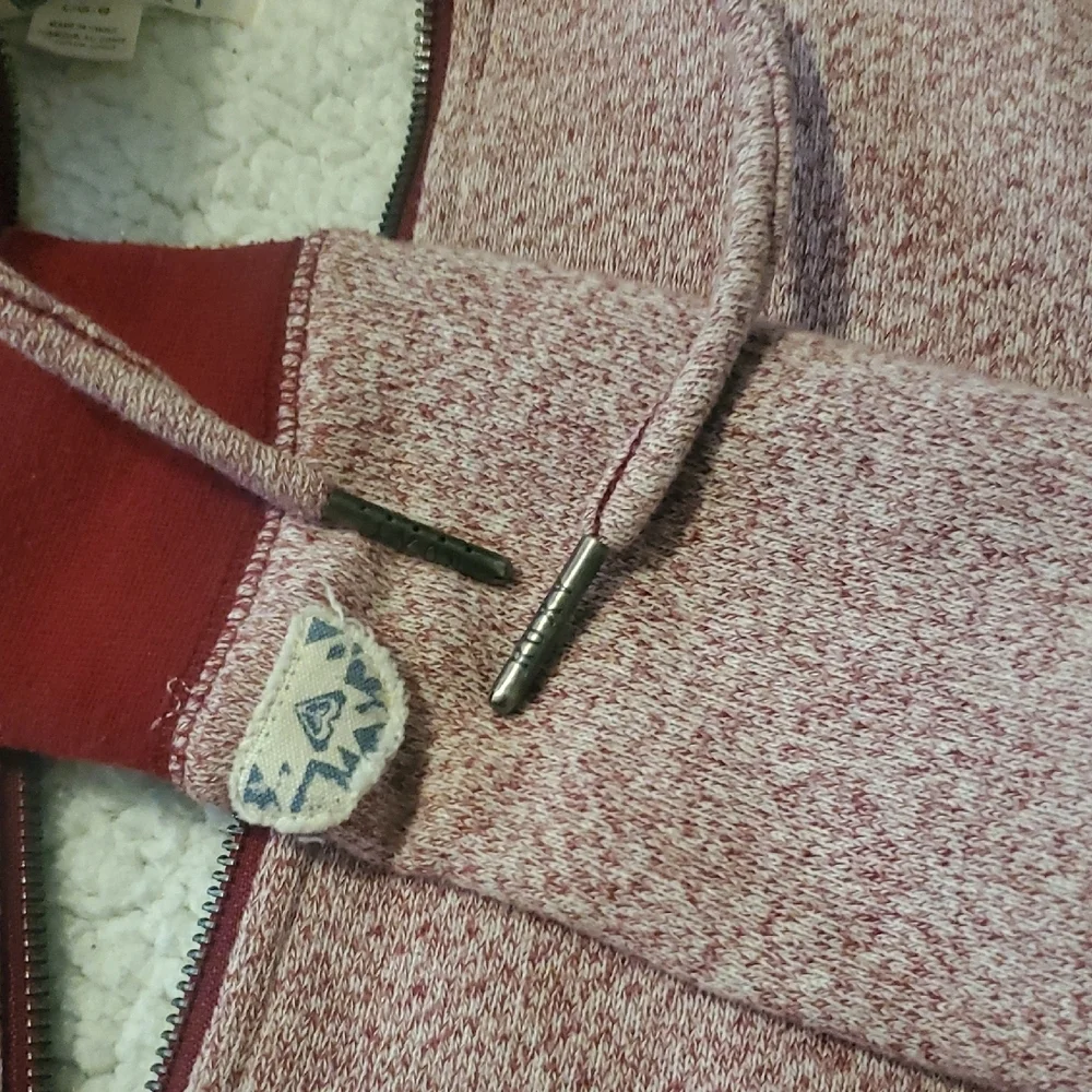 Roxy Light Pink Hooded Sherpa Fleece Hooded Jacket with Maroon Trim - Picture 6 of 9